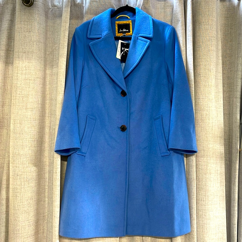NWT Sam Edelman Single Breasted Wool Blend Coat in Blue